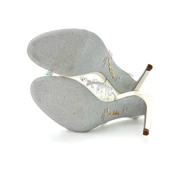 Rene Caovilla Chandelier White 105 Crystal Embellished Wraparound Sandals 38 - Picture 7 of 9